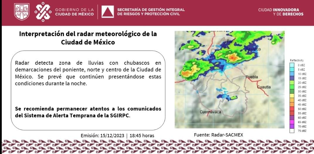 Se detecta zona de #lluvias con #chubascos en demarcaciones del poniente, norte y centro de la Ciudad de México. Mantente informado. #PronósticoDelTiempo #LaPrevenciónEsNuestraFuerza