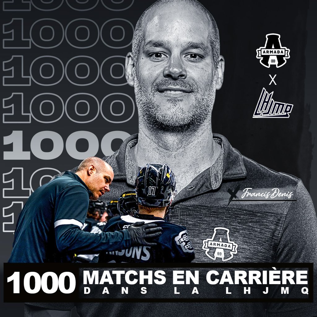 Le match de ce soir contre les <a href="/ForeursVD/">Foreurs de Val-d’Or</a> est le 1️⃣0️⃣0️⃣0️⃣e match derrière un banc de la <a href="/LHJMQ/">LHJMQ</a> pour notre thérapeute du sport Francis Denis! 🔝

Félicitations Frank, on est très fier de toi! 🫶

#RéEmbarqueDansLArmada ⚫️⚪️
