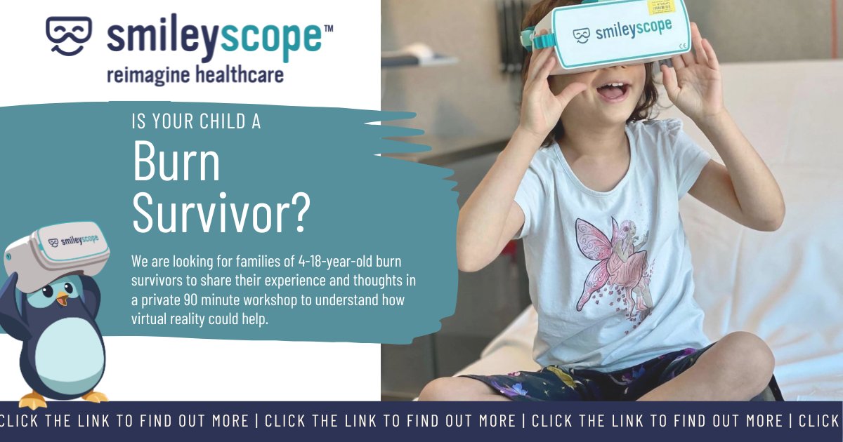 We're looking for children aged 4-18 who have survived burns, and their families. Could you spare 90 minutes to share your experiences and understand how virtual reality could help? If so, could you fill out this form? Thanks! forms.office.com/r/PB5LL0aAaJ