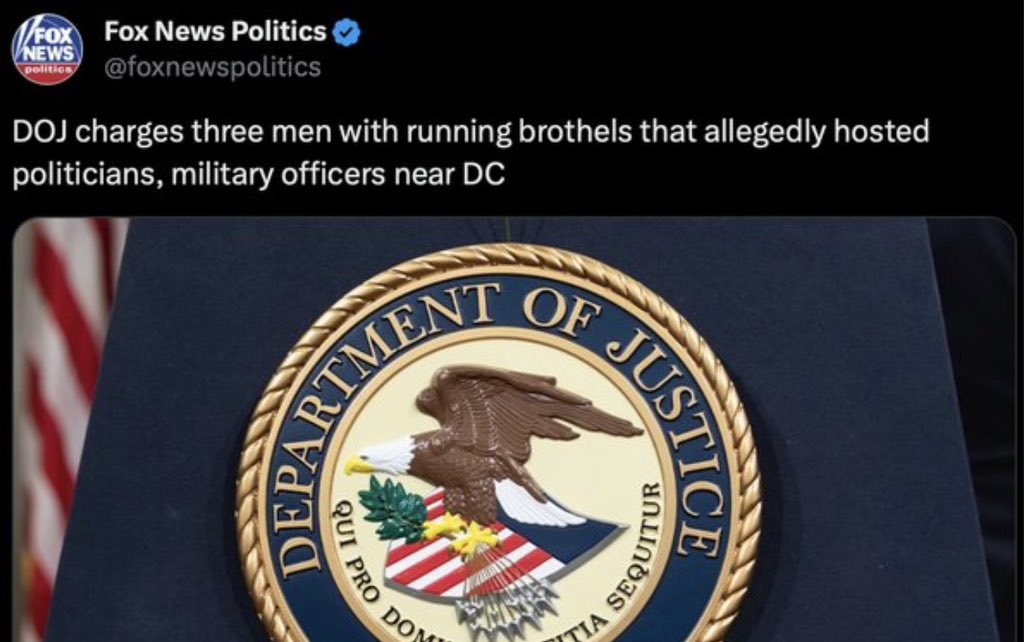 WesternLensman's tweet photo. @CollinRugg Remember back in November when the FBI announced an investigation into brothels that cater to the DC elite — and then a couple days later Congress voted for a new $300M FBI HQ? https://t.co/K9LT4An55i