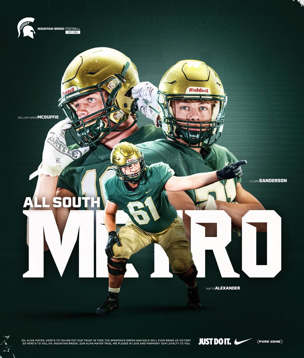 Chris Yeager (@yeagerspartanfb) on Twitter photo Congratulations All-South Metro
William Grier McDuffie - LB
Clark Sanderson - WR
Watts Alexander - OL Congratulations All-South Metro
William Grier McDuffie - LB
Clark Sanderson - WR
Watts Alexander - OL