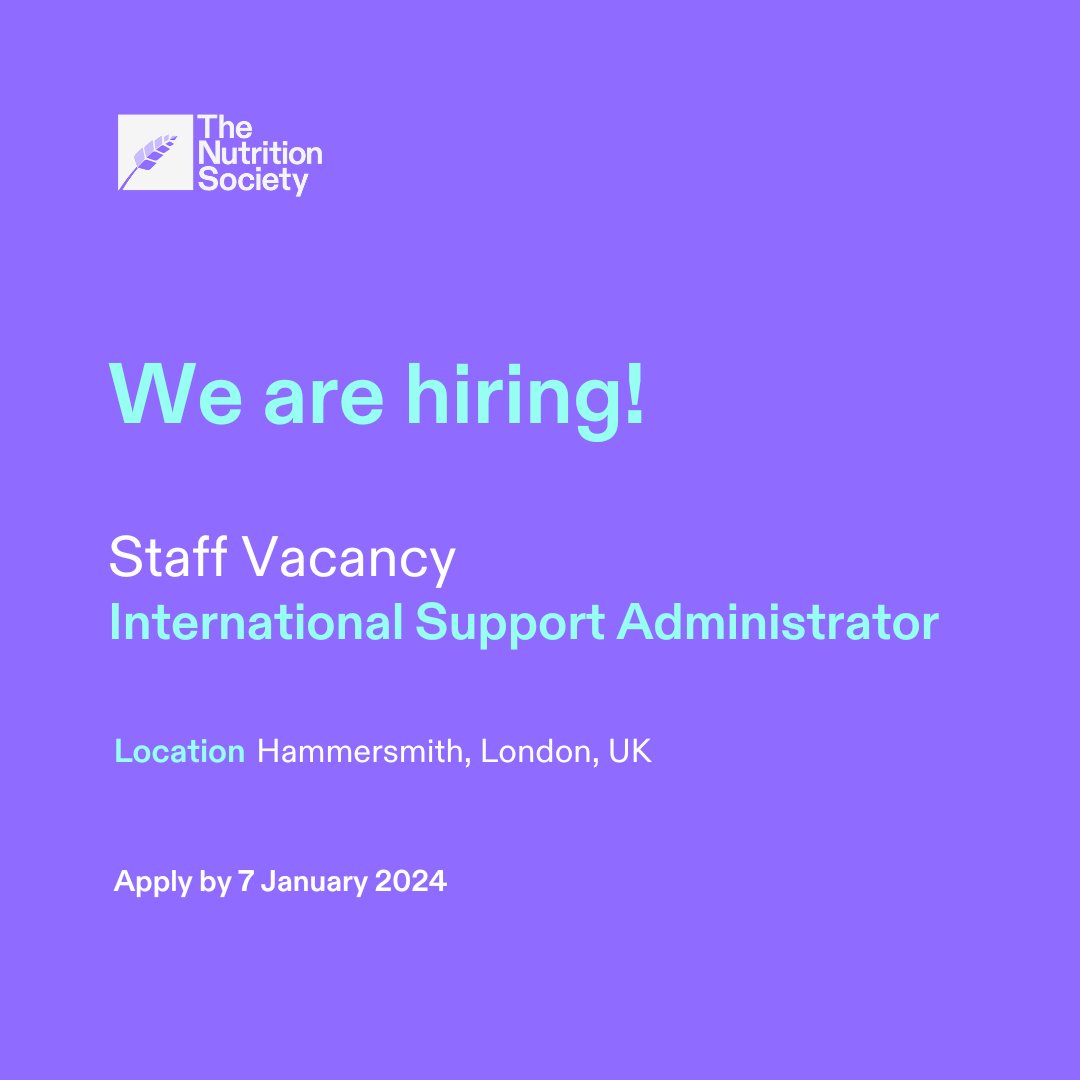 Are you a nutrition or life sciences graduate looking for a breakthrough position in the nutrition science sector?

We are looking to hire an International Support Administrator.

Find out more: bit.ly/3THFTcDApply  

Apply before the 7 January 2024.

#jobs #nutritionjobs