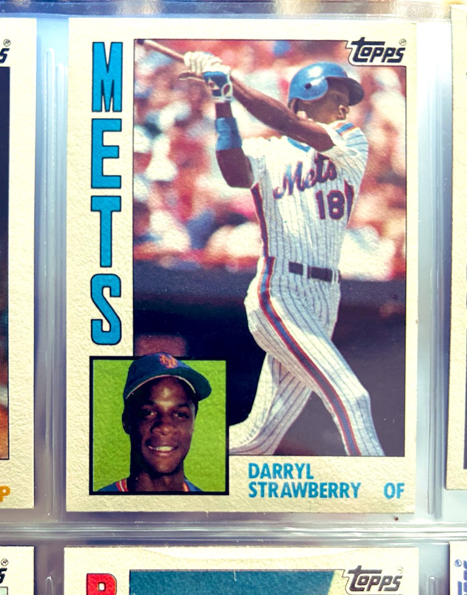 sportsguy_TO's tweet photo. Bindering my '84 set. I chased this card the entire summer of '84. No matter how many I had I wanted more Strawberry's. Still in love with this card. It's the first card I can remember actively chasing in every pack. When I hit one it was pure joy. What a summer. #84Topps #Straw https://t.co/RnGJQgdcXh