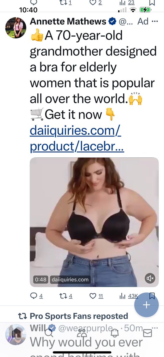Judi Riley 🧜‍♀️🐴🇺🇸 on X: Why are all of my ads for ugly “bras for  elderly women”? I even added “bra” to my blocked tweets but they keep  coming. Women cutting off
