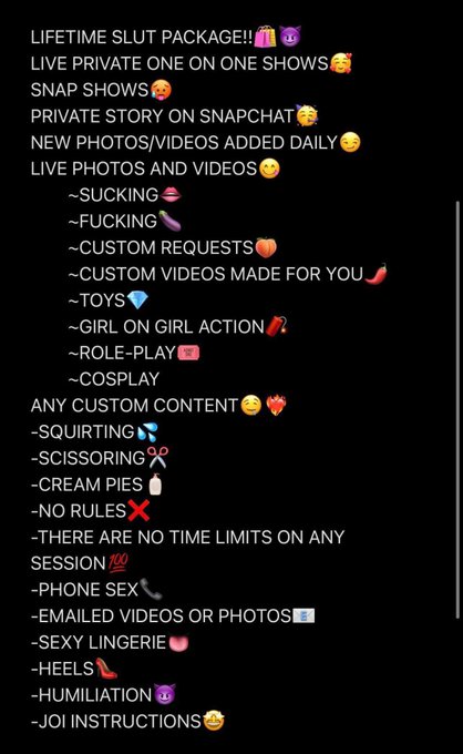 🔔LIFETIME SLUT PACKAGE ON SALE NOW!✨😽 ~SUCKING ~FUCKING ~GIRL ON GIRL ACTION ~ROLE-PLAY ~COSPLAY ANY<a href="/tag/paypiggieswanted"class="tags"><span>#paypiggieswanted</span></a><a href="/tag/contentcreator"class="tags"><span>#contentcreator</span></a><a href="/tag/buying_con"class="tags"><span>#buying_con</span></a>