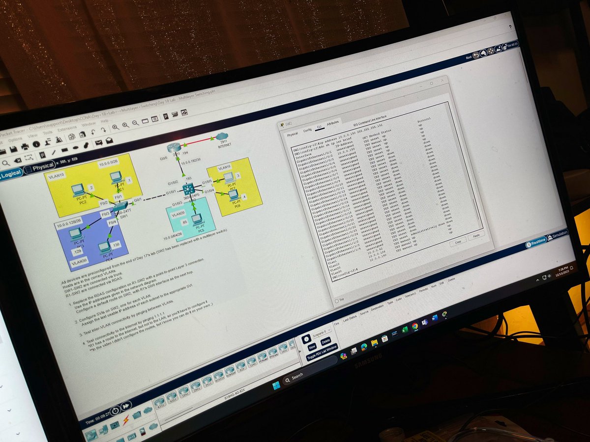 teoespero's tweet image. Getting some Multi Layer Switching practice…

#cisco #wearecisco #learningatcisco #ciscolearningnetwork #cisconetworking #sysadmin #networkengineer #networkengineering #workingstudent #goggles #packettracer #ciscoinsider

@Cisco @LearningatCisco @WeAreCisco @CiscoInsider