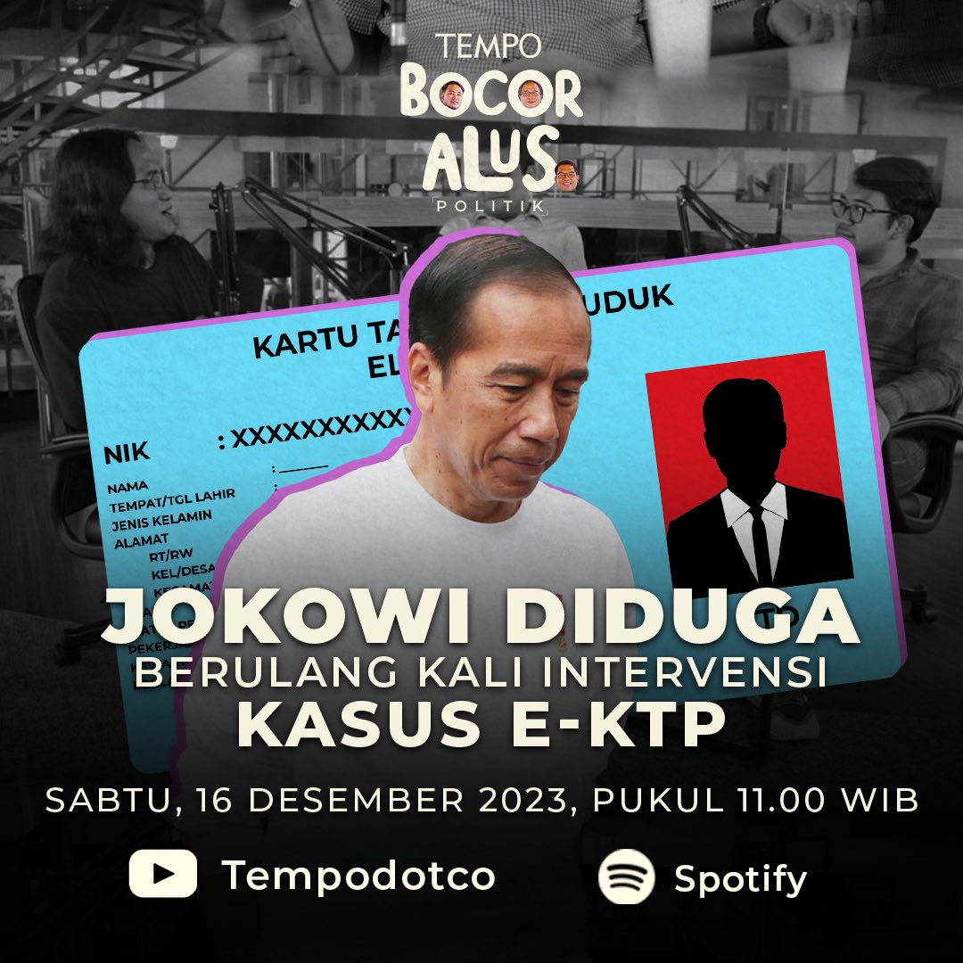 Jokowi Diduga Berulang Kali Intervensi Kasus e-KTP

Kesaksian mantan Ketua KPK Agus Rahardjo menyebutkan Presiden Jokowi meminta kasus e-KTP yang melibatkan Setya Novanto dihentikan. Diduga terjadi berulang kali.

Tayang Hari Ini
Sabtu 16 Desember 2023 
Pukul 11.00 WIB

Simak