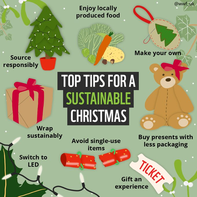 Did you know that the waste generated at Christmas goes up by 30% compared to the waste created during the rest of the year? 🎄🌍 There are lots of small changes you can make to keep your celebrations more sustainable. 👇 Via @WWFScotland