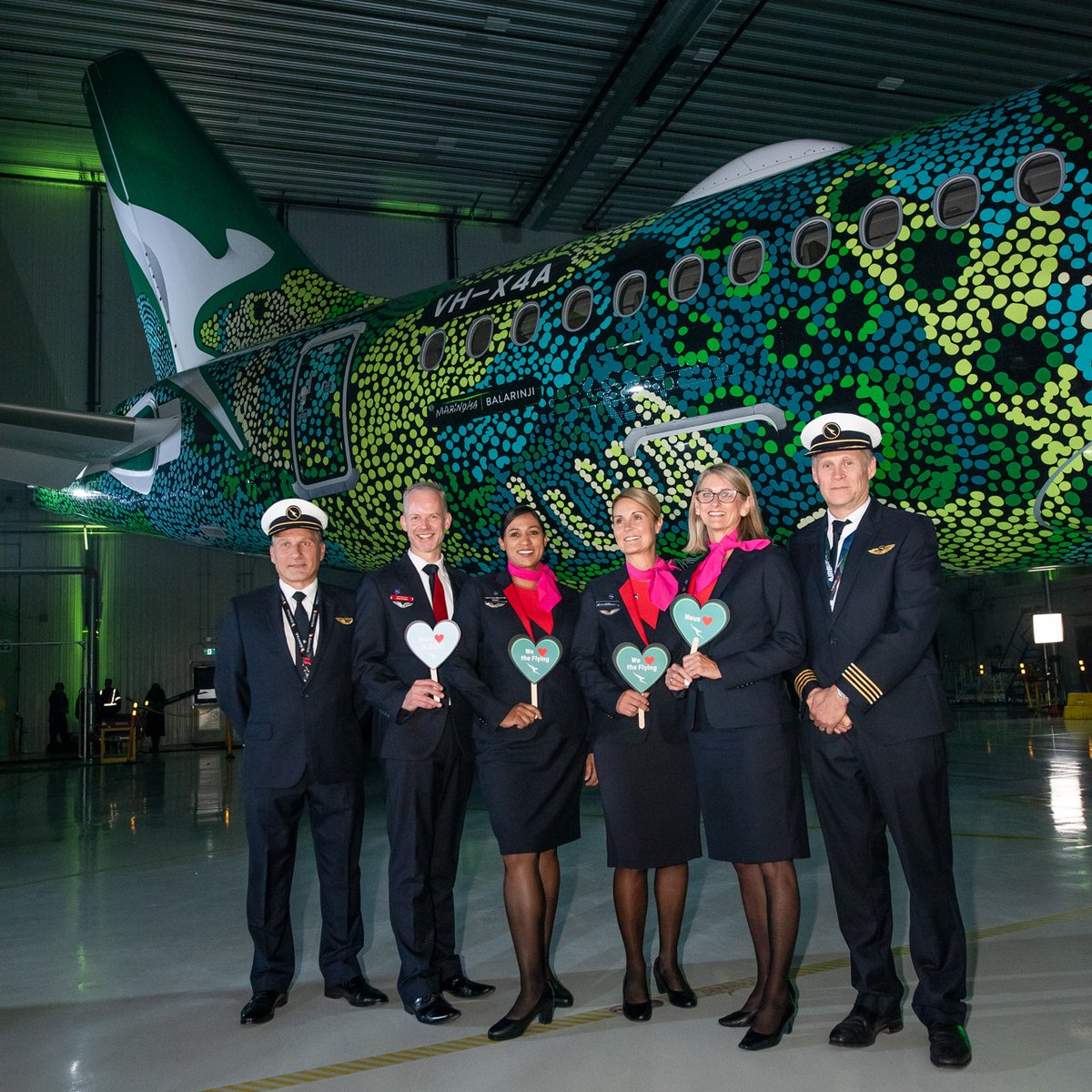 Excited to welcome our first QantasLink A220, Minyama Kutjara Tjukurpa, to the family, with <a href="/Airbus/">Airbus</a>  officially handing over the keys to our newest aircraft.

This weekend the aircraft will take-off on a four-leg ferry flight operating as QF6075 from Mirabel-Vancouver-Honolulu