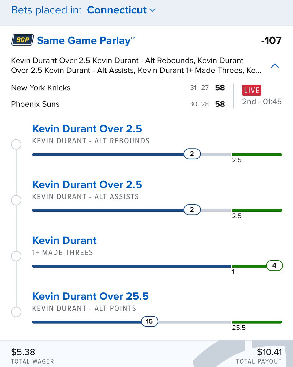 Durant BUILDER: Pouring in thick points after a soft start. Pacing to print this 👀 #GamblingTwitter