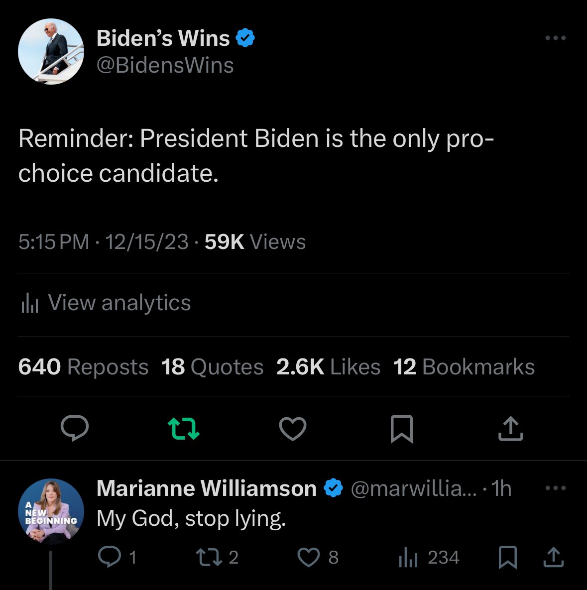 Democratic Wins Media (@democraticwins) on Twitter photo Reminder for <a href="/marwilliamson/">Marianne Williamson</a>: Joe Biden is beating you by 63 points in the latest poll. You know what we’d call that? A Biden Win. Reminder for <a href="/marwilliamson/">Marianne Williamson</a>: Joe Biden is beating you by 63 points in the latest poll. You know what we’d call that? A Biden Win.