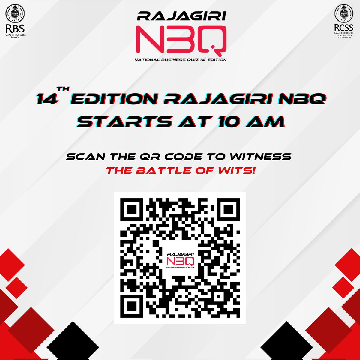Unleashing the Power of the Sword of Intellect! 🔥✨ 

Join us at the spectacular Rajagiri NBQ 14th edition at 10AM and witness the ultimate battle of minds!💪

 #TheBattleIsOn🌟
#rnbq #rajagiri  #kochi #mostawaited #battleofminds #battleison #nationalquiz #businessquiz #finals