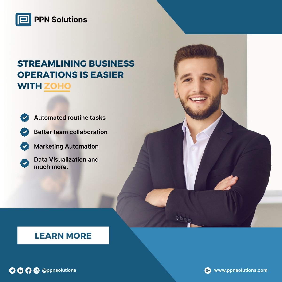 ppnsolutions's tweet photo. Stop wasting time on repetitive and mundane tasks! ​
🚀With ZOHO, you can turn your workplace into an efficient and productive haven. ​
Save Time, Reduce Costs and Maximize Profits like never before.

Connect with our ZOHO Expert Today!🤝 ​
​
#zoho #zohosolutions #zohosuccess https://t.co/YJY80kdhWj