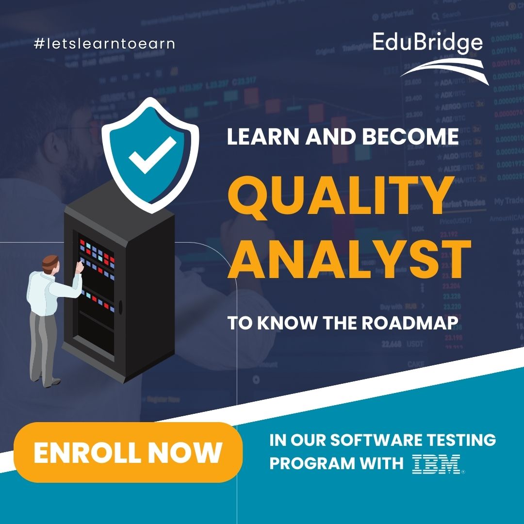 EduBridgelearn's tweet image. Explore the path to success as you go on a transformative journey to become a professional Quality Analyst.
Enroll Now @ bit.ly/49Hkeqt in Software testing program with IBM
#softwaretestingcoursewithplacement #softwaretestingcourse #softwaretesting
