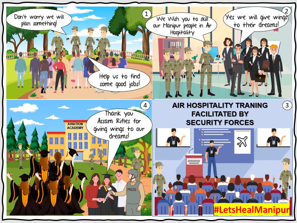 With a focus on skill development, the #IndianArmy and #AssamRifles launch a training center for cabin crew services, offering the youth of #Manipur a chance to soar high in their careers. #PeaceInManipur #ManipurUnrest