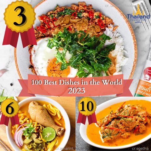 🍽️TasteAtlas (tag) unveiled the “100 Best Dishes in the World” of 2023 in which 3 Thai dishes made it to the top 10 on the list.

Source: tasteatlas.com/tasteatlas-awa…

#tasteatlas2023  #phatkaphrao #panaengcurry #khaosoi #thaifood
