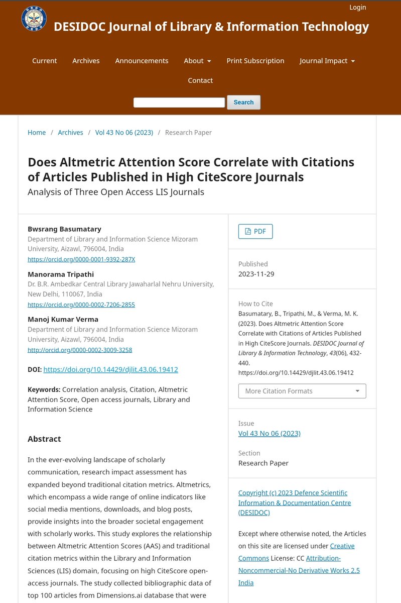bwsrang's tweet photo. Read our latest publication on DESIDOC Journal published by DRDO, India
https://t.co/DM7FgJxPaO https://t.co/bsJJ56OQHI