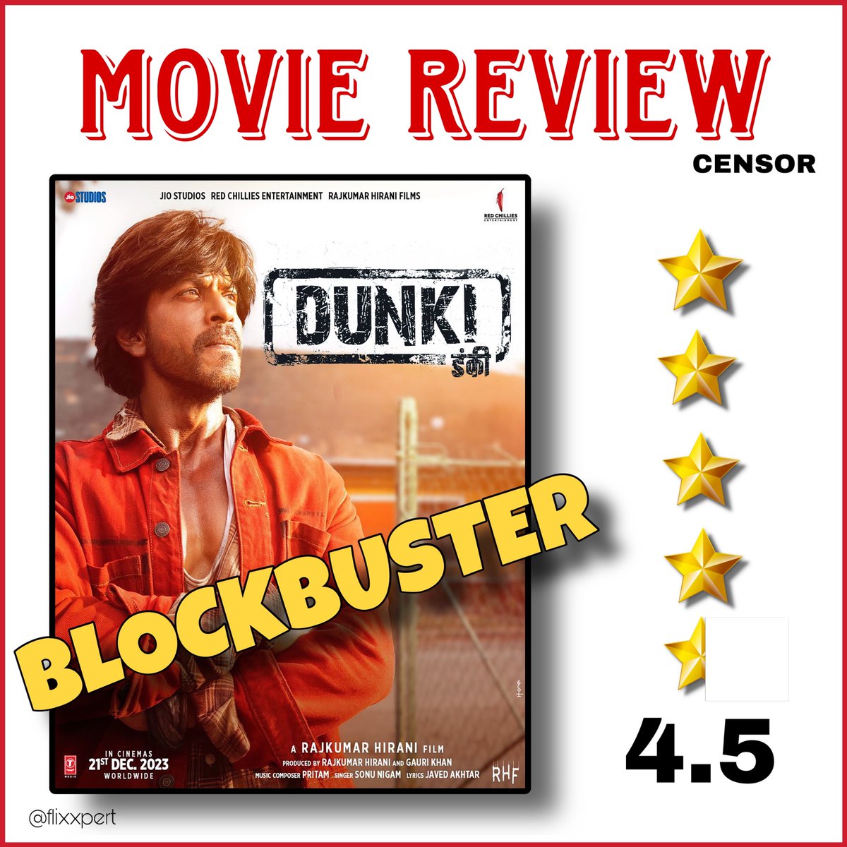 🔰DUNKI MOVIE Review 
      Staring
▪️SRK as actor
▪️Tapsee will suprise
▪️Vicky,Baman,Anil,Vikram 
shines
FUN,FRIENDSHIP,FORTUNE
🔰Hirani Magic Works Again
BLOCKBUSTER
⭐️⭐️⭐️⭐️🌟4.5 
(READ FULL REVIEW Below)
#Dunkireview #Dunki #DunkiAdvanceBooking #ShahRukhKhan #Srk #DunkiDrop6