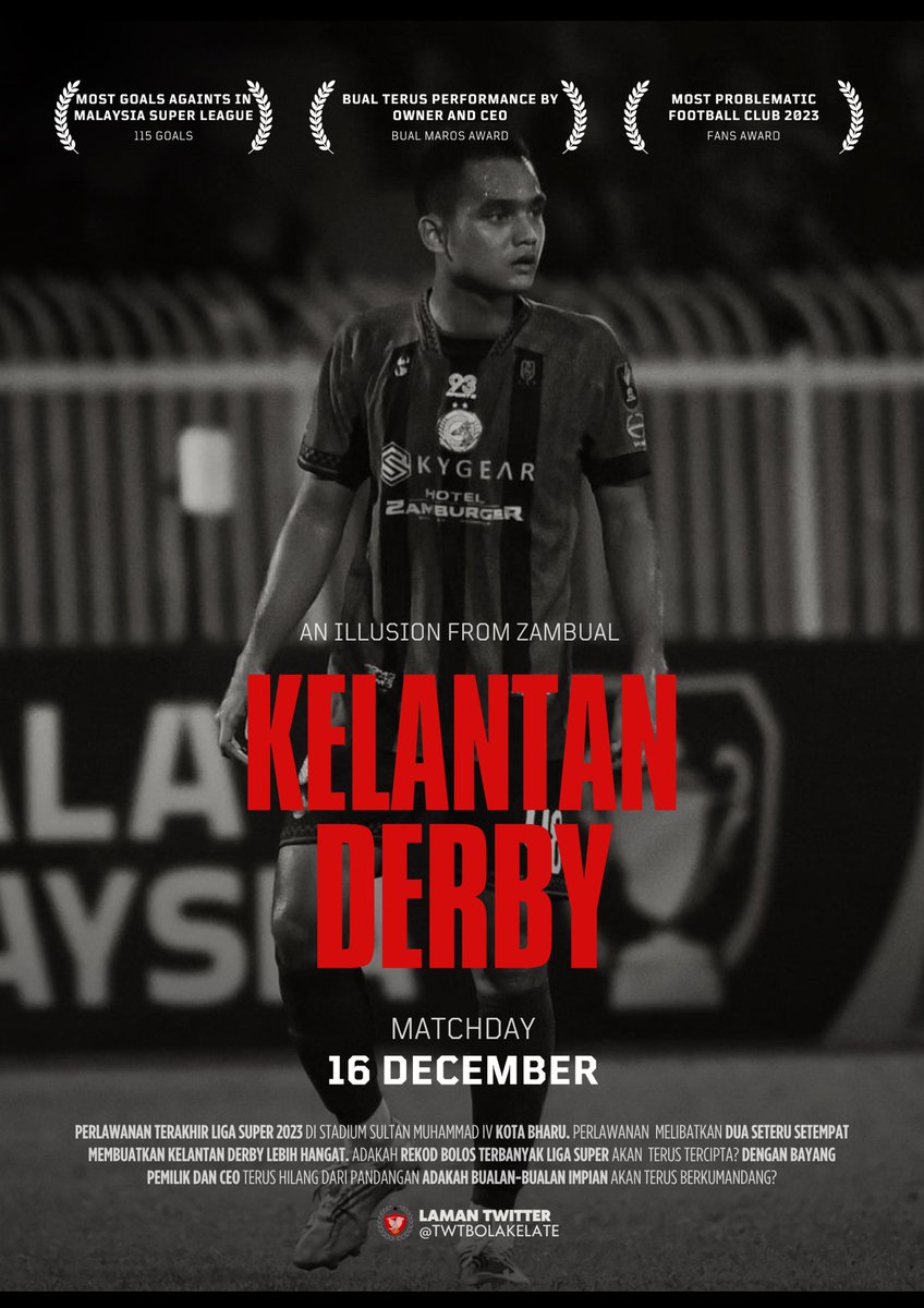 HARI INI HARI PERLAWANAN‼️
Perlawanan terakhir utk musim ini, #KelantanDerby atau derby tidak bayar gaji? 🫣

🏆 | #LigaSuper2023 
⚽ | Kelantan vs Kelantan United
📆 | 16 Disember 2023
🕖 | 9:00 malam
🏟️ | Stadium Sultan Muhammad IV
📺 | Live di Astro Arena

#GomoKelateGomo