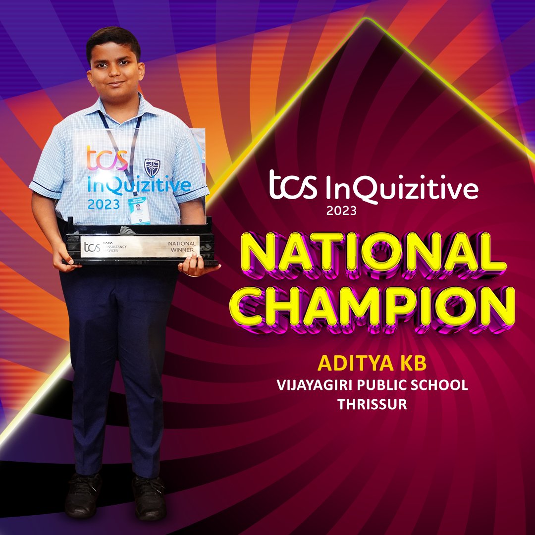 Congratulations to our TCS InQuizitive 2023 National Champion - Aditya KB! 🎉

Your outstanding performance throughout the 5 intense knockout rounds has set a new benchmark for excellence! 🌟

#ICYMI #TCSInQuizitive #Quizzing #SchoolCompetition #QuizCompetition #StudentQuiz