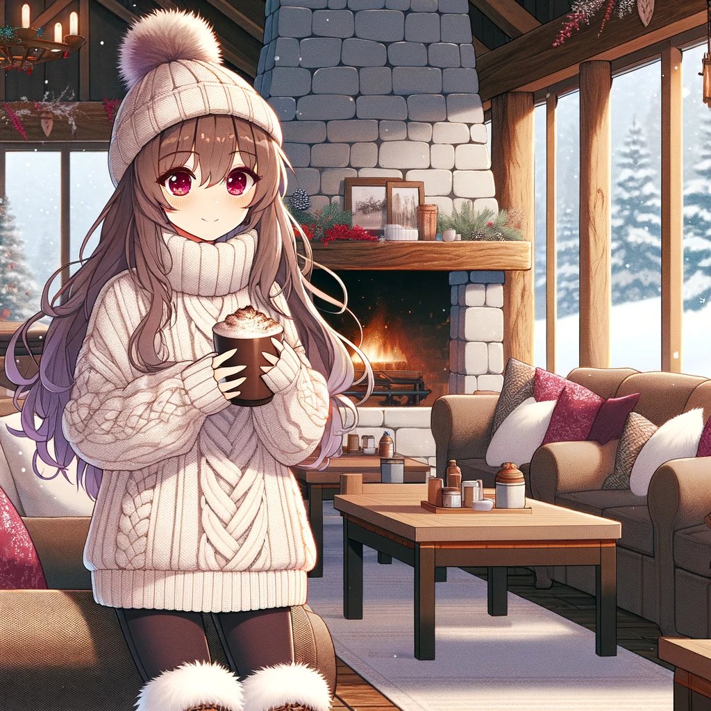 Sweater weather and cocoa sipping at the top of the world. 🌍❄️ Embracing the joys of winter at the North Pole's coziest café. 🎅🦌#SweaterSeason #CocoaCheers #AIartwork #AIgirls #AIgirlfriend