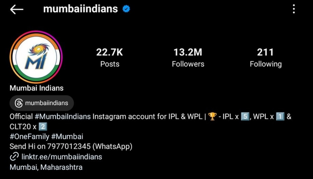 Earlier MI had 12.8 million followers on insta. Since Pandya became the new captain of MI, the followers have increased to 13.2 million Pandya fanbase is huge 🔥