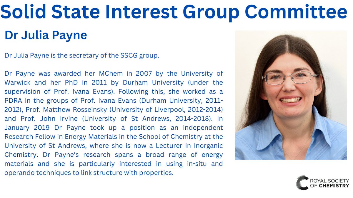 Dr Julia Payne is the secretary of the group. #SSCG23
