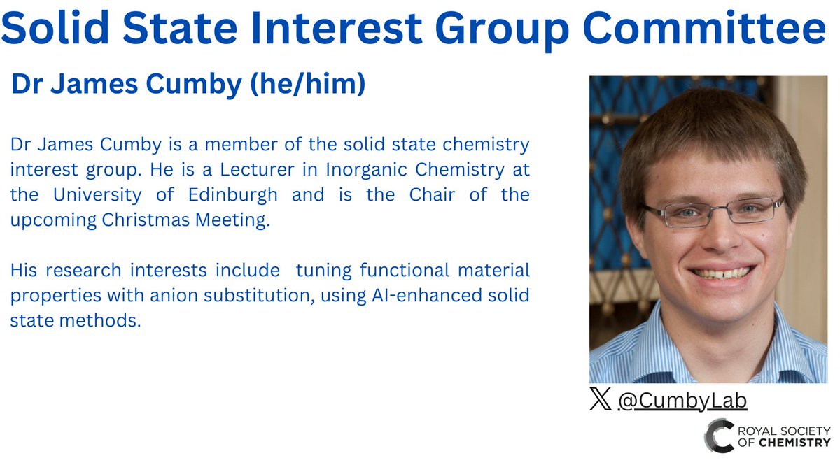 Dr James Cumby (@CumbyLab) is a member of the committee and is also the Chair of the Christmas meeting this year #SSCG23