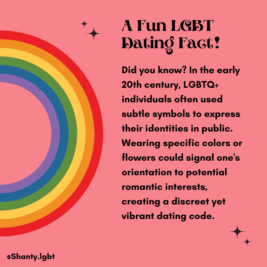shantylgbtapp's tweet photo. In the early 20th century, subtle symbols like colors and flowers spoke volumes in a secret dating code. ๐๐ #LGBTdating #loveislove #gaycouples #proudlyLGBT #lovewins #rainbowromance #queerlove https://t.co/n4slT8PUch