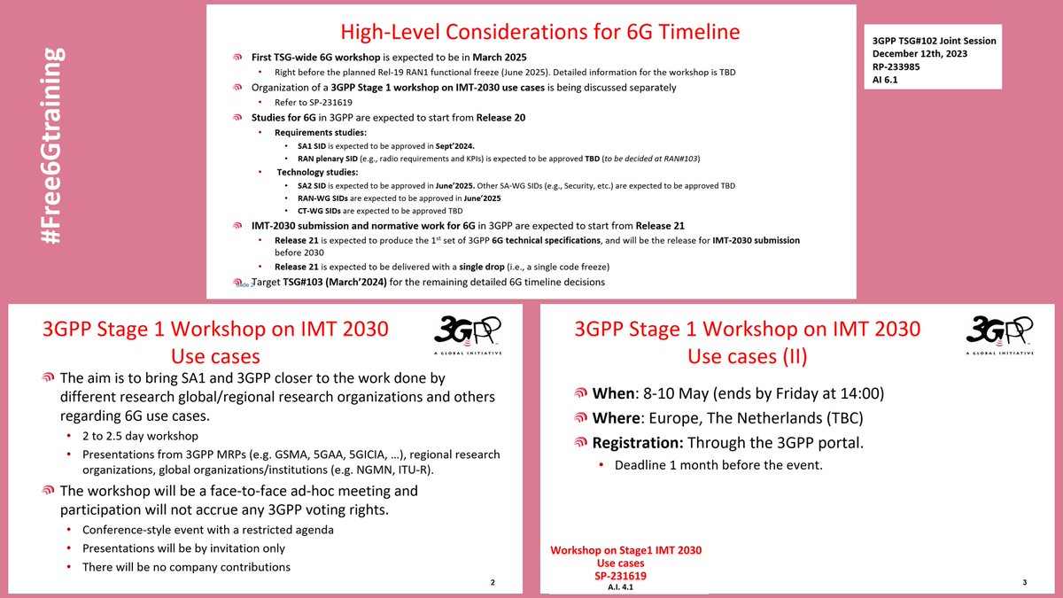 Free 6G Training: 3GPP Provides Details on 6G Timeline - free6gtraining.com/2023/12/3gpp-p…

#Free6Gtraining #6G #5G #B5G #3G4G5G #3GPP #6GTimelines #RANplenary #SAplenary #Edinburgh #IMT2030 #Workshop #UseCases #Release21