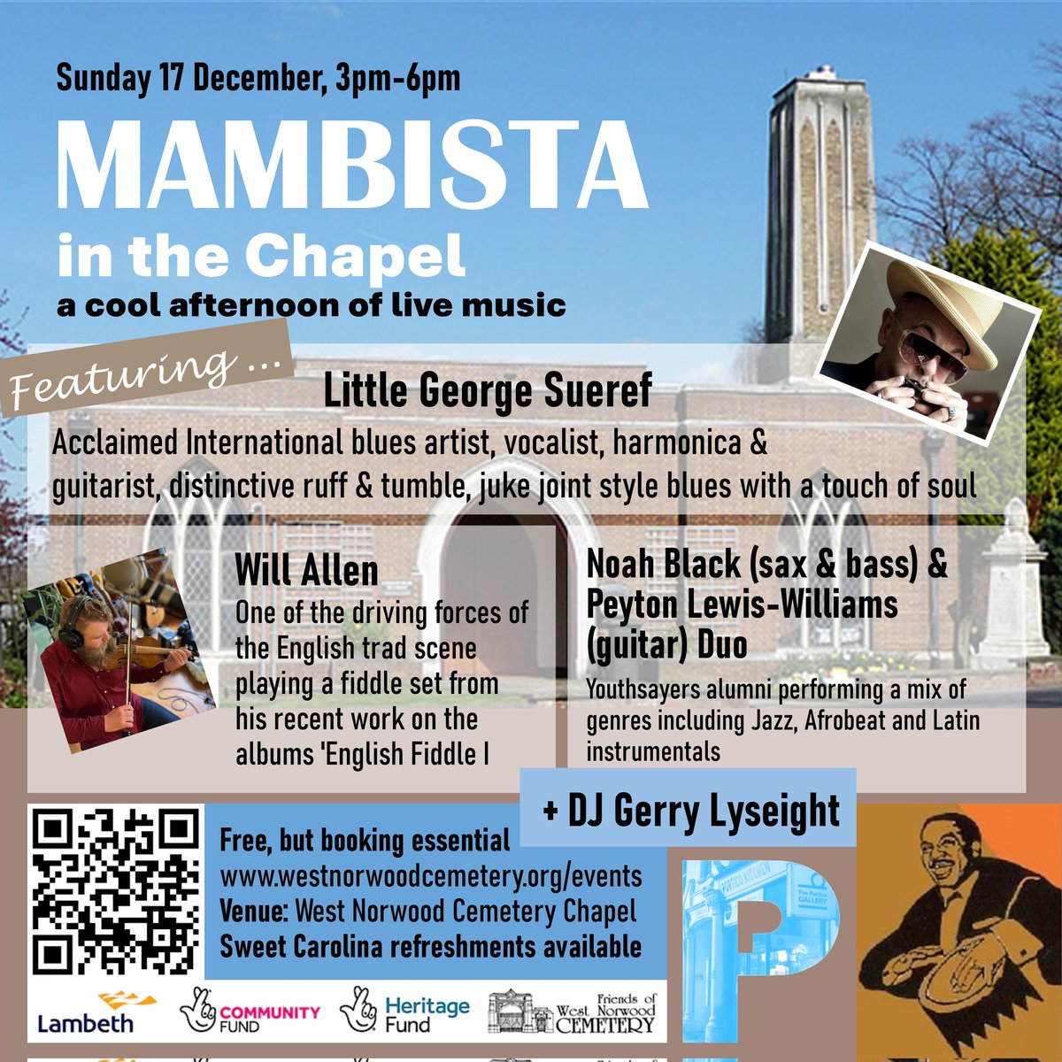 Just 9 tickets left for our final event of the year - and our first live music gig - a perfect way to spend a Sunday afternoon westnorwoodcemetery.org/events <a href="/bereavementser1/">Bereavement Services Lambeth</a>  <a href="/mambista1/">gerry lyseight</a> <a href="/youthsayers1/">Youthsayers</a> #littlegeorgesueref #willallen
