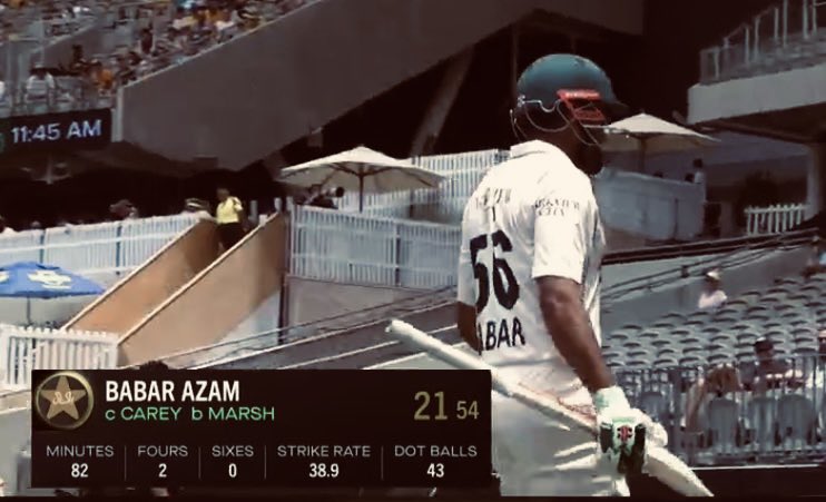 Babar Azam faced Mitchell Starc, Pat Cummins, Josh Hazlewood, and Nathan Lyon but unfortunately got out to Marsh. ❓🙁 Describe Babar Azam's 21 runs today against Australia in one word? 🤔 #AUSvsPAK #BabarAzam #Shadab #CricketTwitter