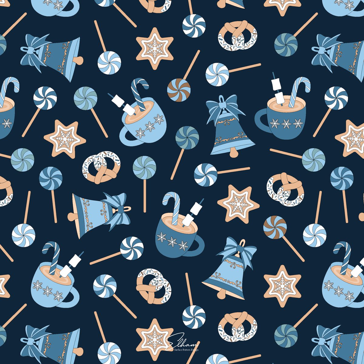 Second part of my Christmas collection is here! 🥨🥳
#ChristmasVibes , #Christmas , #surfacepatterndesigner , #printdesigner , #textiledesigner , #illustrationart