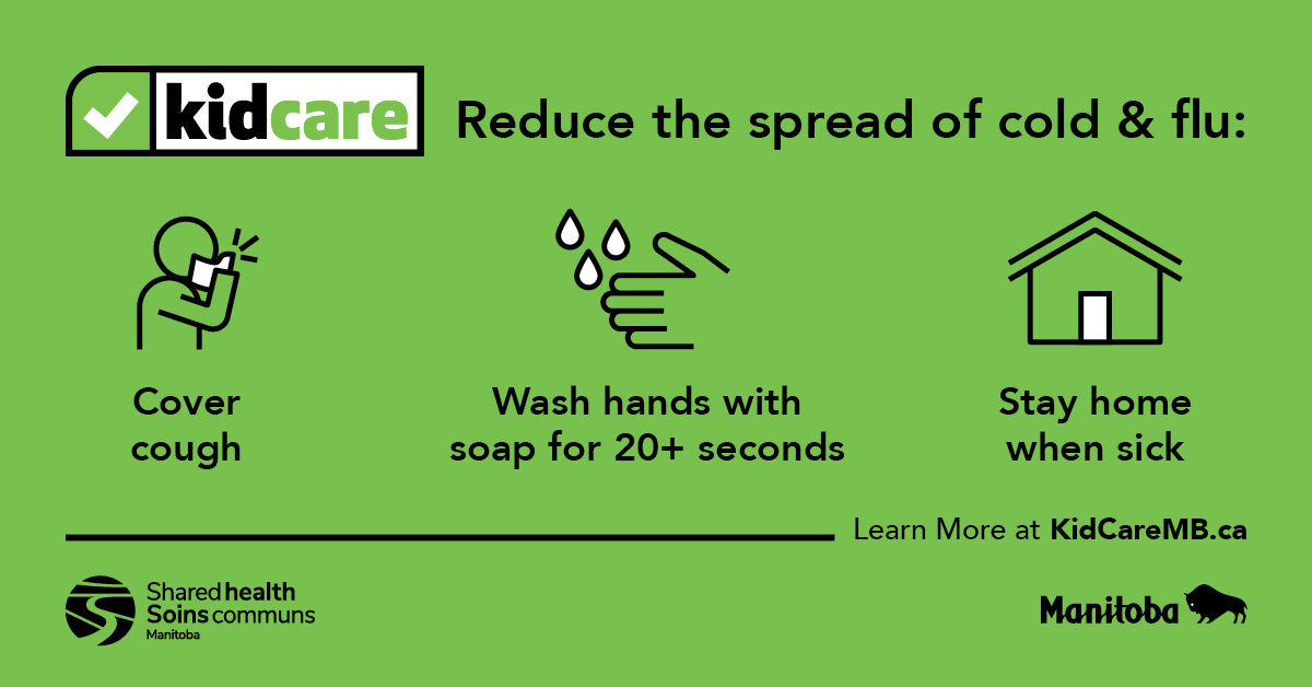 Cover your cough ✔️
Wash your hands ✔️
Stay home when sick ✔️

These are just some of the things we can all do to help slow the spread of respiratory viruses including cold, flu, #COVID19MB and RSV. Learn more at ow.ly/mHVQ50PPV6E. #KidCareMB #Manitoba