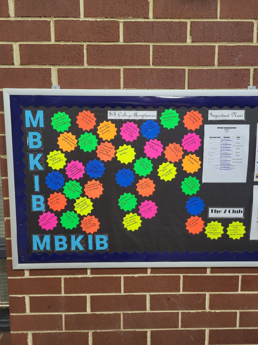 Mr. J. K. Lynch (@mrlynch99) on Twitter photo Where we were and where we are...the class of 2024 is filling my college acceptance board and it's not even Christmas! So proud of these kids! #bigbrainedmonarchs #smallbutmighty @ccpsinfo <a href="/mbkhsccps/">Meadowbrook High School</a> <a href="/Chrissy_Frias/">Christina Frias</a> Where we were and where we are...the class of 2024 is filling my college acceptance board and it's not even Christmas! So proud of these kids! #bigbrainedmonarchs #smallbutmighty @ccpsinfo <a href="/mbkhsccps/">Meadowbrook High School</a> <a href="/Chrissy_Frias/">Christina Frias</a>