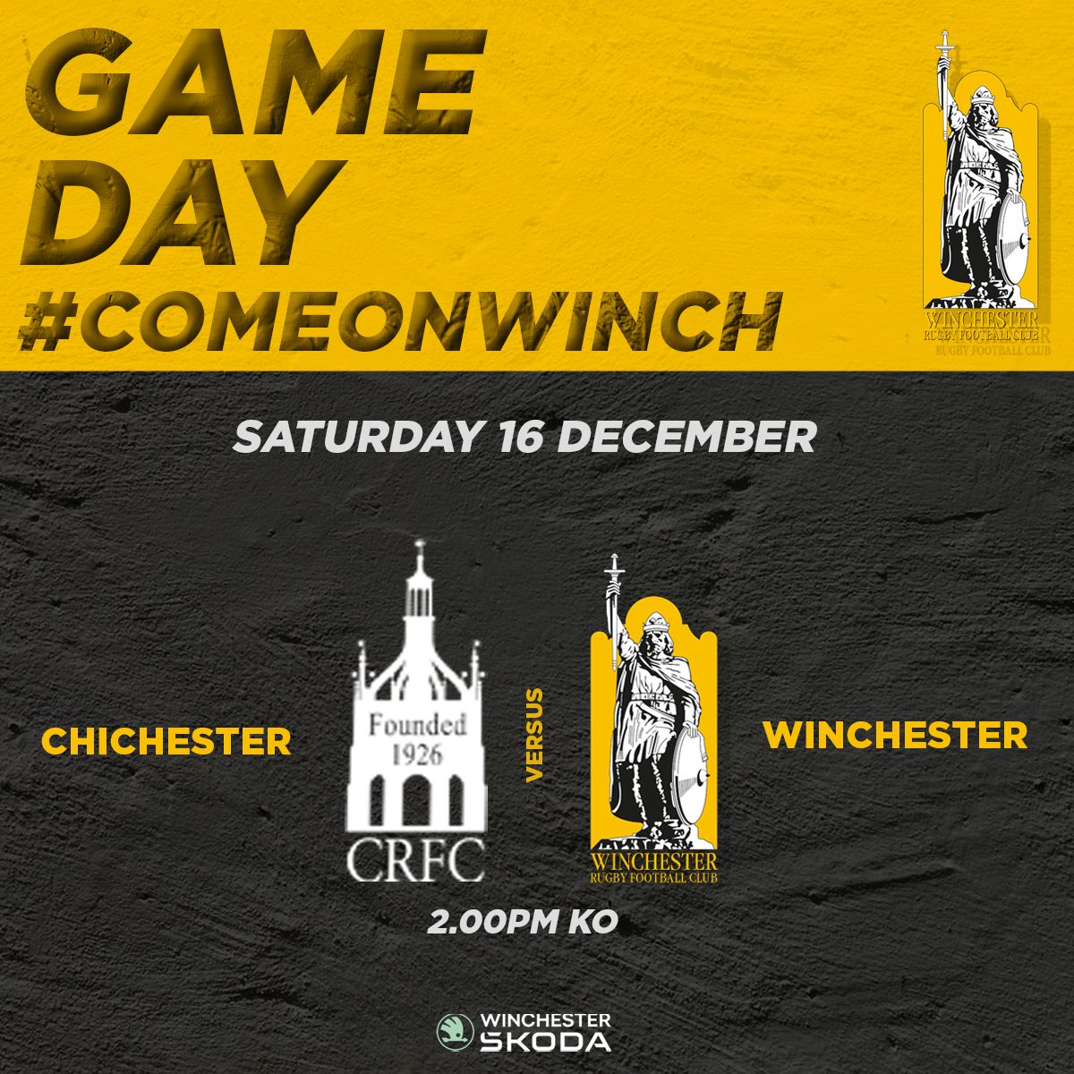Winchester RFC (@winchesterrfc) on Twitter photo GAAAAME DAAAAY!!!
One last game of 2023 for just one Winch team...our awesome 1st XV vs <a href="/ChichesterRFC/">Chichester RFC</a> on the road.
Christmas jumper senior social after the game ๐ป๐๐
@chartersestatea @winchesterskoda
#comeonwinch #winchester #rugby #oneclub #coachtrip GAAAAME DAAAAY!!!
One last game of 2023 for just one Winch team...our awesome 1st XV vs <a href="/ChichesterRFC/">Chichester RFC</a> on the road.
Christmas jumper senior social after the game ๐ป๐๐
@chartersestatea @winchesterskoda
#comeonwinch #winchester #rugby #oneclub #coachtrip