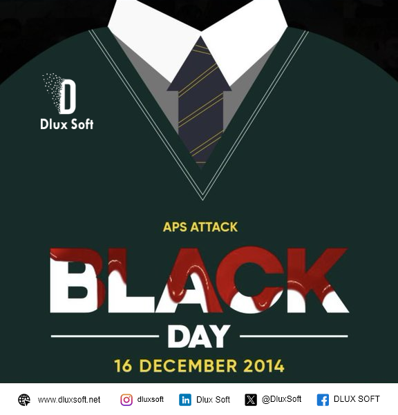 DluxSoft's tweet photo. December 16, 2014, Black Day
We will not rest till the complete elimination of terrorism in the country. Remember the children who went to school but never came back? Gone but not forgotten. 
May ALLAH rank them in Jannah's deep prayer from team @dluxsoft.
 #dluxsoft #jannah https://t.co/7JlWUDCreo