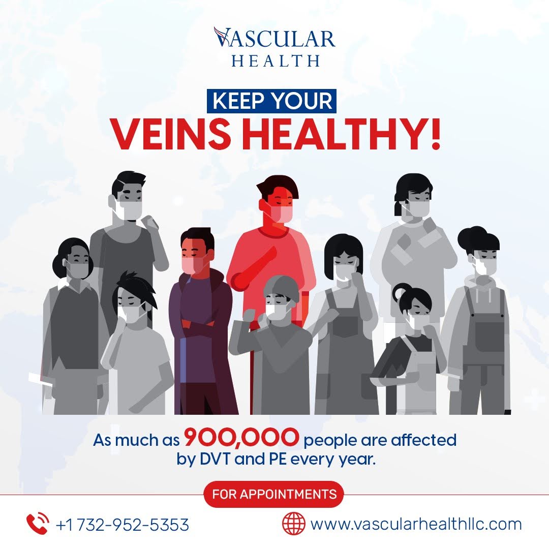 Did you know? Pulmonary embolization and deep vein thrombosis affect as much as 900,000 people annually. Keeping your veins healthy will keep you safe from serious health conditions.

Book a Consultation: vascularhealthllc.com/schedule/

#VascularHealth #PAD #VenousDisease #VeinDisease