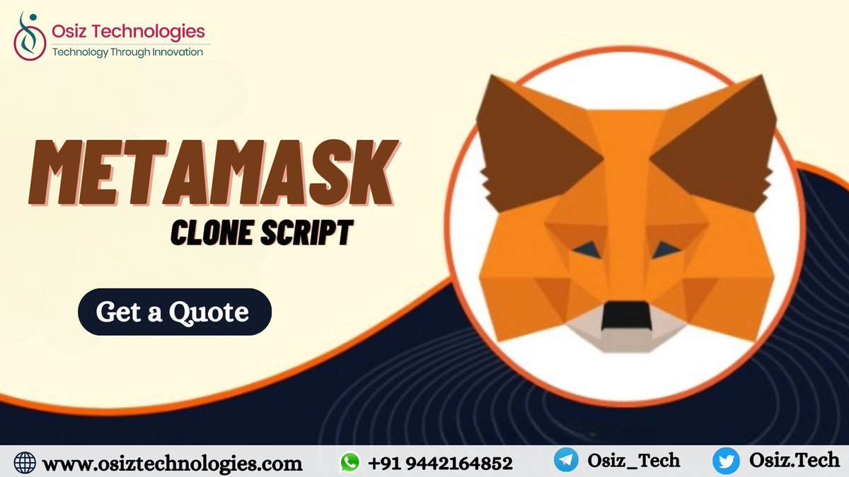 AllieStefa62228's tweet image. Take control of your crypto with our Metamask Clone! 💰📱💻
More Visit Info >>> osiztechnologies.com/metamask-clone 
#MetamaskCloneScript #BlockchainWallet #CryptoScript #DecentralizedFinance #SmartContract #Ethereum #Cryptocurrency #DAppDevelopment #CryptoWallet #BuyMetamaskClone