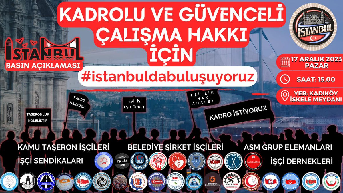 Yarın, Kadıköy'de güçlerimizi birleştirmeye hazır mıyız ?

#BelediyeİşçisiKadroya 
#belediyeşirketişçileri 
#BelediyeSirketİscisiZabita 
#BelediyeKadrosuzCB