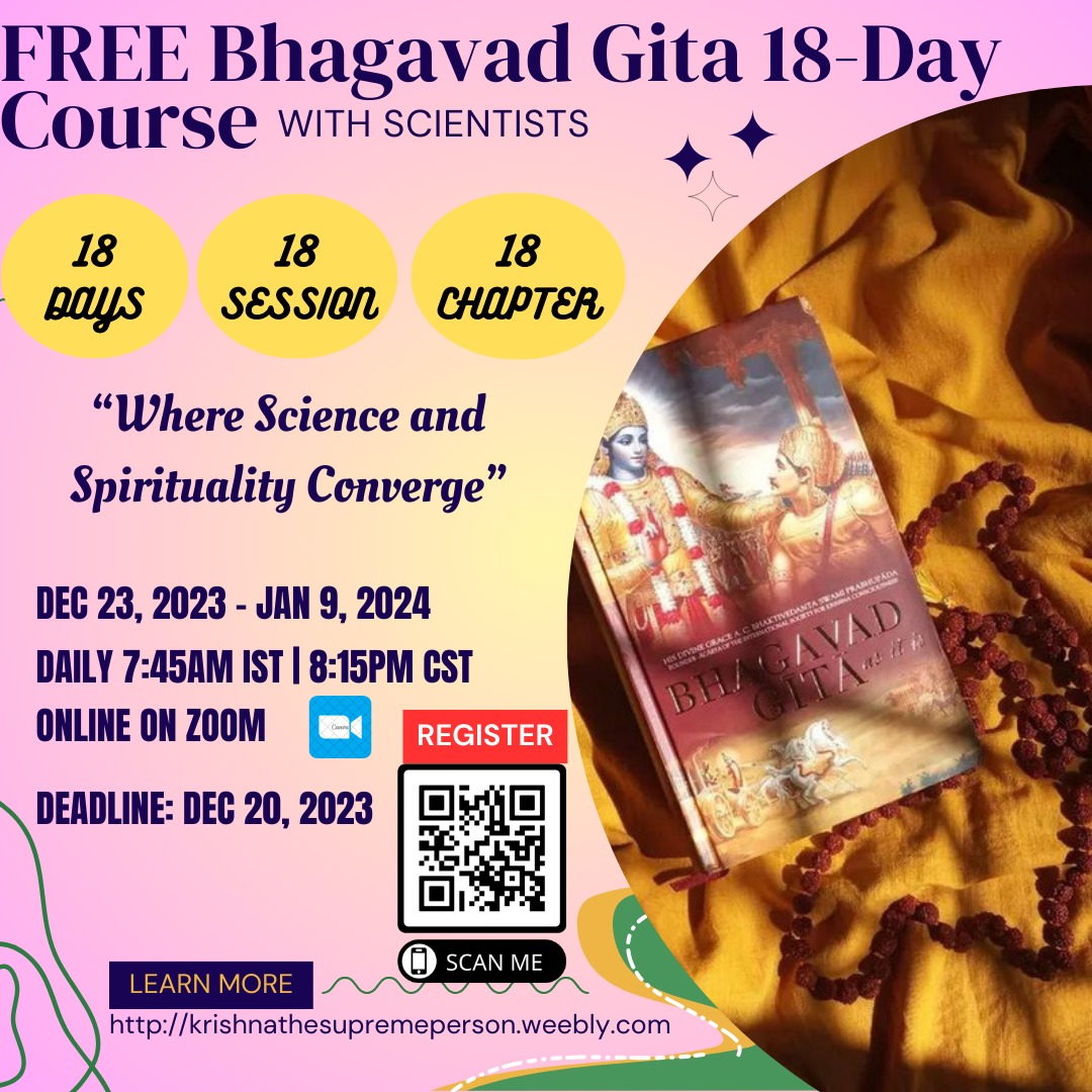 #RKB #हरेराम #हरेकृष्ण #BhagavadGitaFacts #KrishnaArjunaDialogue #MahabharataWisdom #18DaysOfGita #SanskritScriptures #CambridgeCurriculum #FreeCourseAlert #SpiritualLearning #UniversityCourse #LiveZoomSessions #CertifiedCourse #QuizzesAndPrizes #DeadlineDec20 #RegisterNow