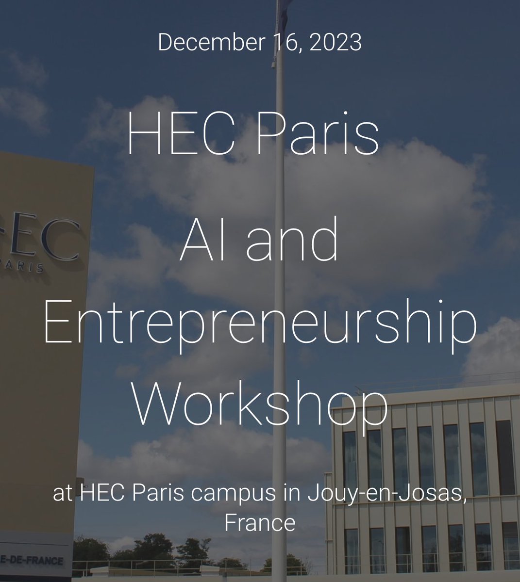 Carlos Serrano (@serranomejias) on Twitter photo 1/ The <a href="/HECParis/">HEC Paris Business School</a> AI and Entrepreneurship workshop just began with keynote speaker <a href="/agambardella61/">Alfonso Gambardella</a> on “Theory-driven, Data-driven, and AI-driven Innovations.” <a href="/HECParisEnt/">HEC Innovation & Entrepreneurship Center</a> <a href="/HiPARISCenter/">Hi! PARIS center</a>
More information: sites.google.com/view/hecparisa… 1/ The <a href="/HECParis/">HEC Paris Business School</a> AI and Entrepreneurship workshop just began with keynote speaker <a href="/agambardella61/">Alfonso Gambardella</a> on “Theory-driven, Data-driven, and AI-driven Innovations.” <a href="/HECParisEnt/">HEC Innovation & Entrepreneurship Center</a> <a href="/HiPARISCenter/">Hi! PARIS center</a>
More information: sites.google.com/view/hecparisa…