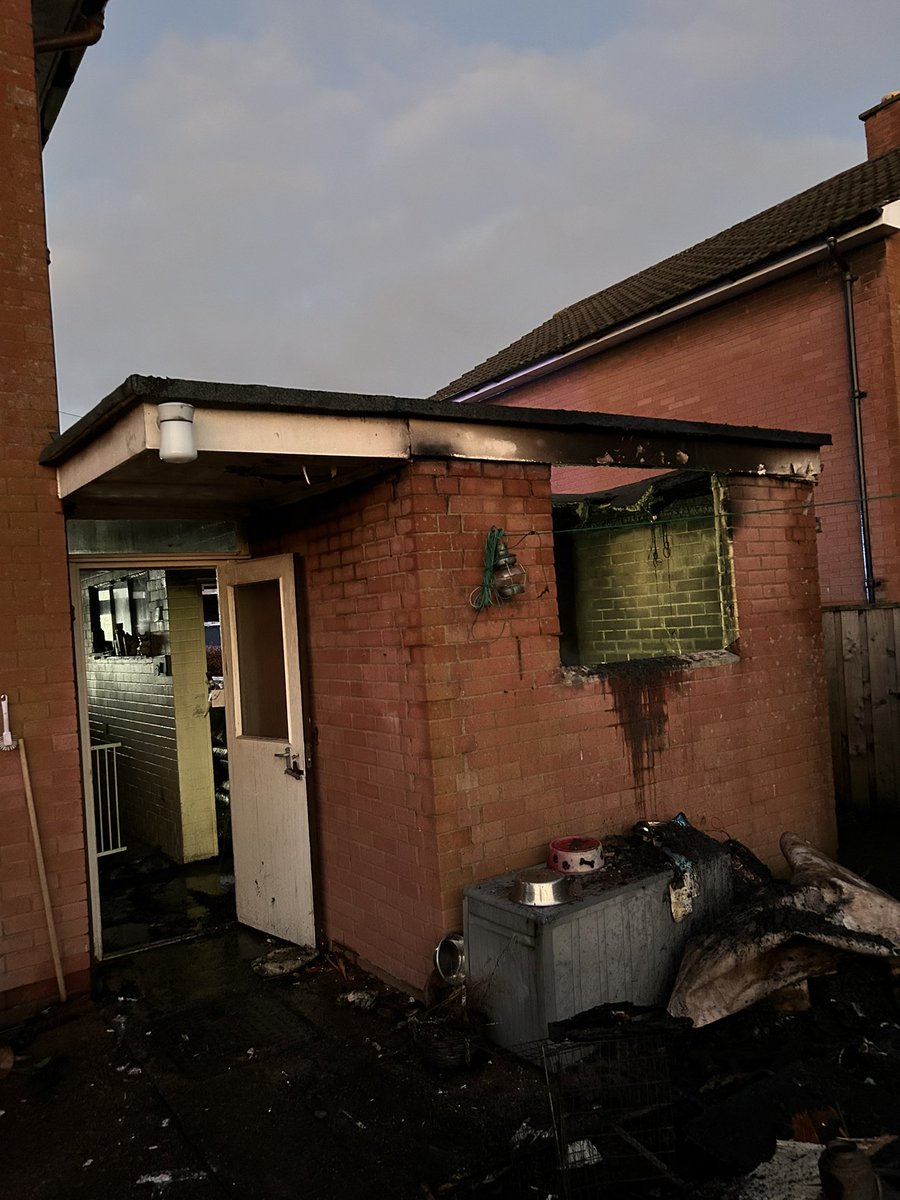 Early morning shout in Longtown.  Thankfully a neighbour spotted this which enabled us to make sure everyone and 5 dogs got out safely. A rapid intervention by BA crews contained a serious fire from spreading into the main house. 
Great work from Longtown and <a href="/FireCarlisle/">Carlisle West Fire Station</a>