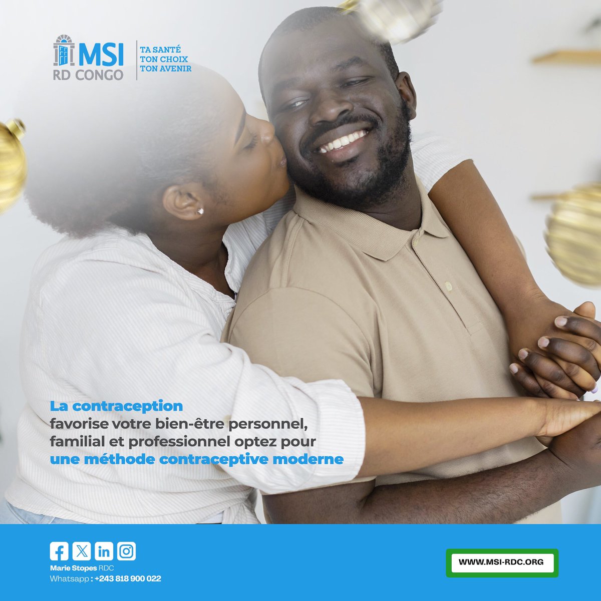 Vous n’avez que des avantages en espaçant vos naissances et en les planifiant en fonction de vos projets et vos capacités. Vous aboutirez ainsi à une famille heureuse et épanoui.

Vous aidez à y arriver, c’est là notre mission.

Nous sommes au 126, boulevard du 30 juin au 2e