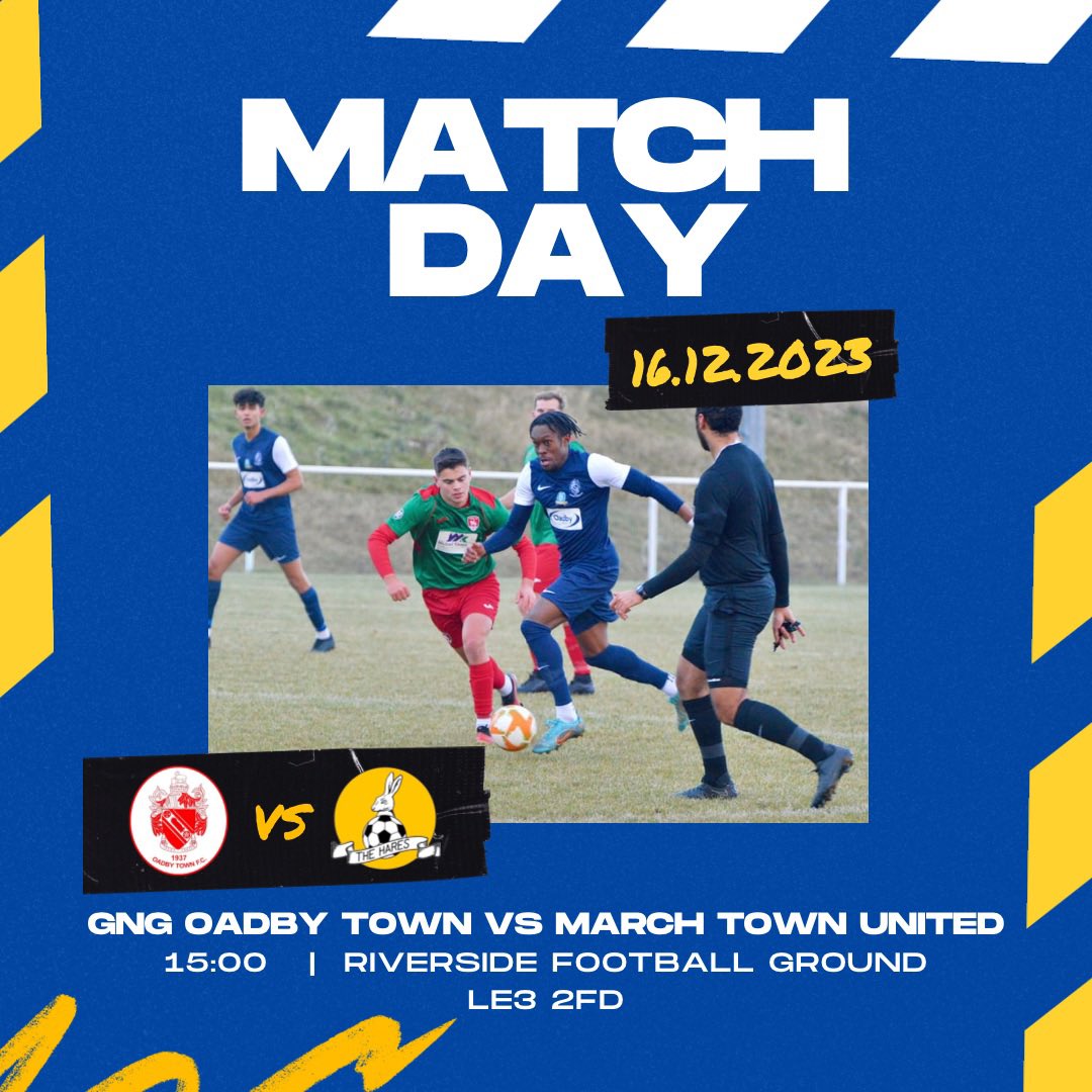 ⚽️⚽️ MATCHDAY ⚽️⚽️ 🆚 @MarchTownFC 🗓️ Sat 16 Dec 🕒 15:00 🏆 UCL Prem South 🏟 Riverside Football Ground 📍 LE3 2FD 🎟️ Adults £6 | Concessions £3 | Members £3