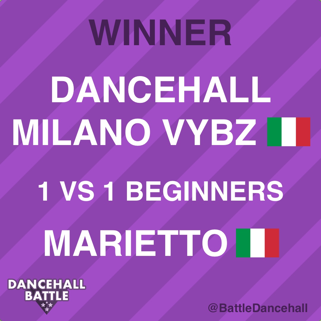 BattleDancehall's tweet photo. 🏆 Marieto 🇮🇹 won the 1 vs 1 Beginners at Dancehall Milano Vybz 🇮🇹 last weekend 🔥 #dancehallbattle https://t.co/gELjC8GYfO https://t.co/cnuHxqkBEr