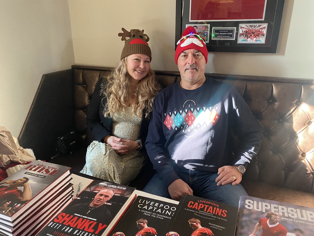Let the fun begin! Book signing with Bruce Grobbelaar, @DFairclough12 and @mrs1nil 12-2PM. Christmas market & bar open until 5PM. Welcome!