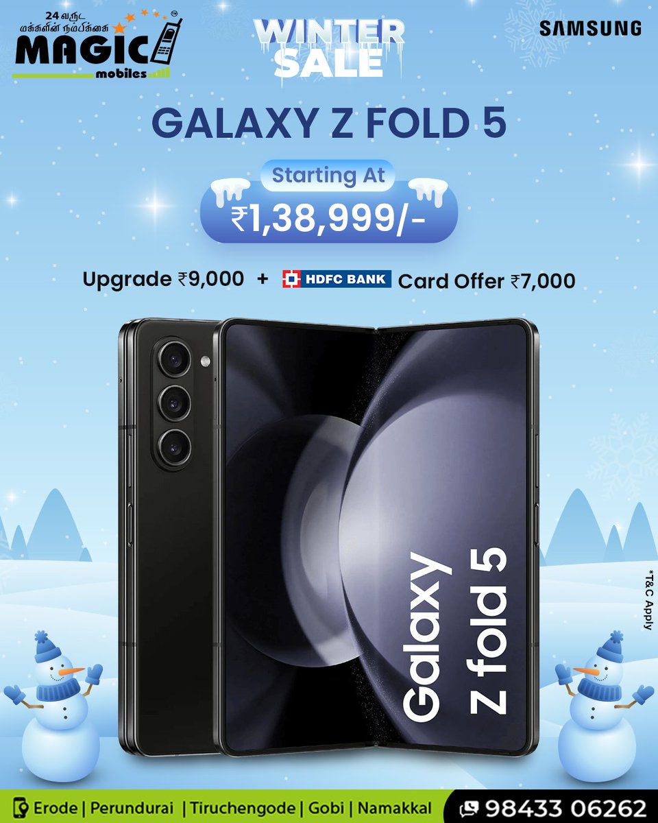 mobiles_magic's tweet image. Fold, Unfold, and Celebrate! 🎄✨ Elevate your festivities with the Galaxy Z Fold 5 Christmas Offer. Unwrap the future of smartphones with exclusive deals on cutting-edge technology. 📱🎁 – Fold into joy! 
#GalaxyZFold5 #ChristmasTechMagic #zfold5