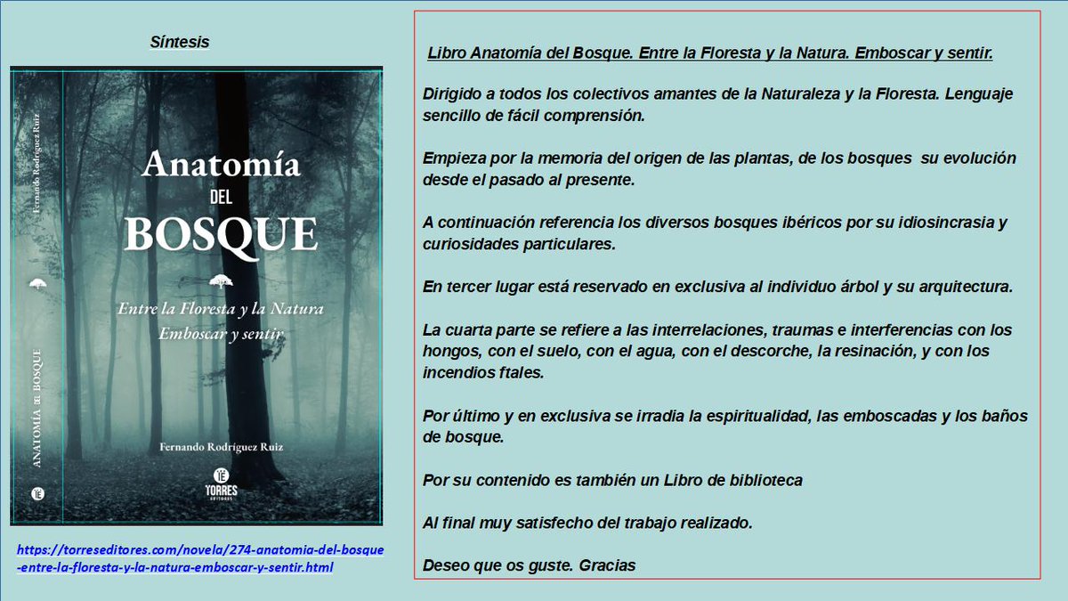 ferodrui's tweet photo. Comparto con vosotras/os:

Mi libro (2°edicion): " Anatomía del Bosque. Entre la floresta y la natura. Emboscar y sentir"

Un viaje al interior del bosque y de los bosques.

Contento, satisfecho y agradecido.

https://t.co/VorkRh8vxm https://t.co/MtPIVnT7Kx