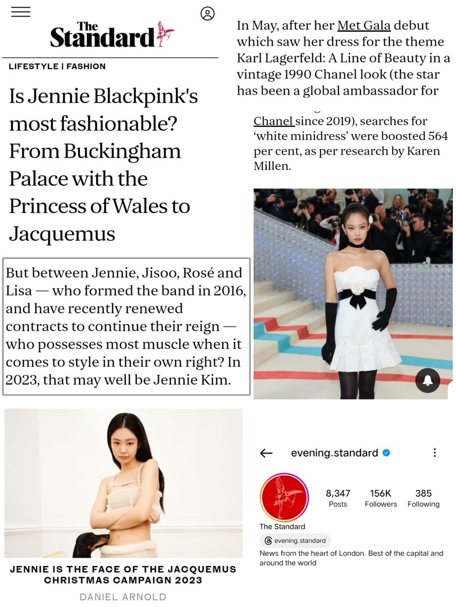 📝231216 🇬🇧 Evening Standard: Is #JENNIE the Most Stylish Member of Blackpink? In the ever-evolving realm of fashion, one member of Blackpink has undeniably emerged as a trendsetter extraordinaire in 2023—Jennie Kim. The K-pop sensation and style icon have not only solidified…